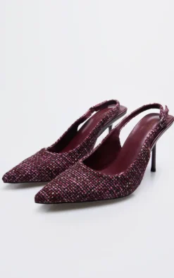 Burgundy Boucle Point Toe High Stiletto Court Heels