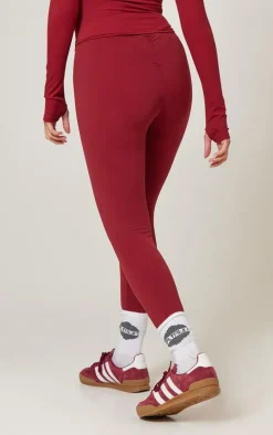 Burgundy Brushed Sculpt Ruched Bum High Waist Sport Leggings