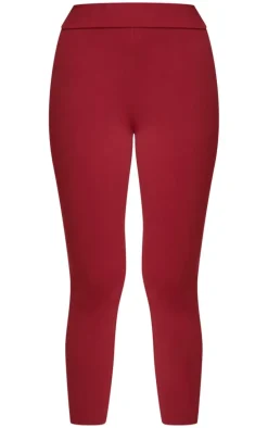 Burgundy Brushed Sculpt Ruched Bum High Waist Sport Leggings