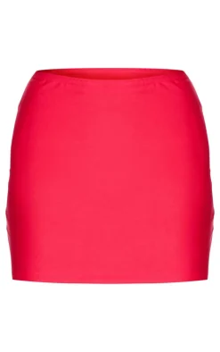 Burgundy Diamante Cherry Detail Jersey Mini Skirt