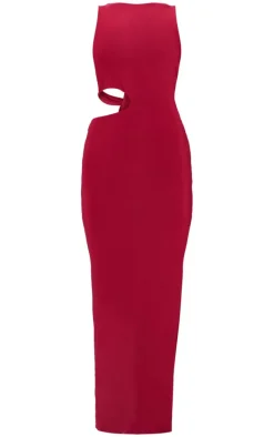 Burgundy Double Layer Slinky Tie Back Maxi Dress