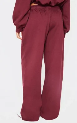 Burgundy Drawcord Hem Oversized Sweatpants