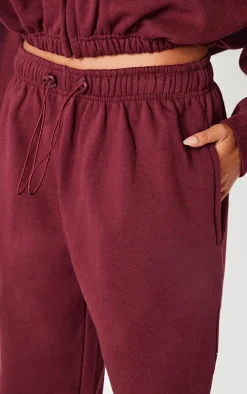 Burgundy Drawcord Hem Oversized Sweatpants