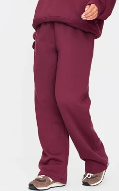 Burgundy Drawstring Wide Leg Sweatpants