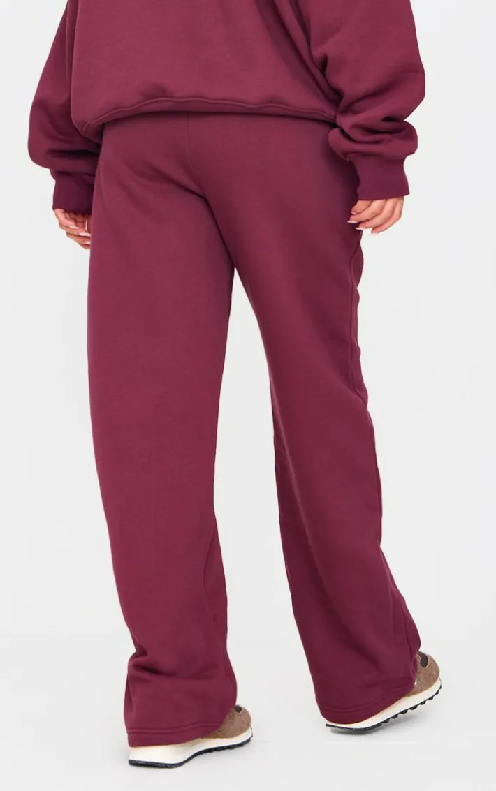 Burgundy Drawstring Wide Leg Sweatpants