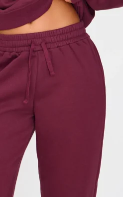 Burgundy Drawstring Wide Leg Sweatpants