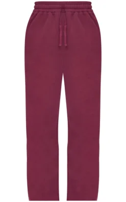Burgundy Drawstring Wide Leg Sweatpants