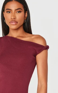 Burgundy Fine Knit Twist Neck Vest Top