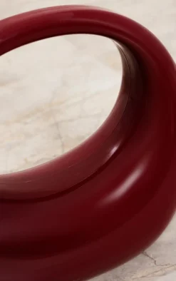 Burgundy Hard Smooth Curve Handbag