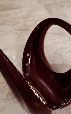 Burgundy Hard Smooth Curve Handbag