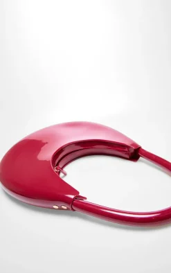 Burgundy Patent Pu Round Shoulder Bag