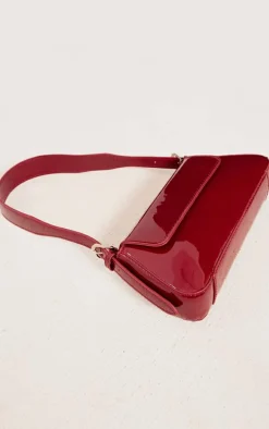 Burgundy Patent Trapeze Shoulder Bag