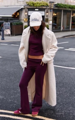 Burgundy Premium Soft Touch Skinny Flare Pants