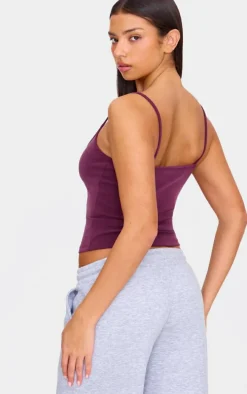 Burgundy Premium Soft Touch V Neck Strappy Cami