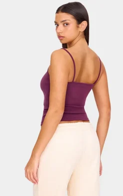 Burgundy Premium Soft Touch Strappy Cami Top