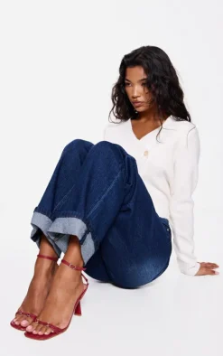 Burgundy PU Square Toe Buckle Detail Barely There Mid Heeled Sandals