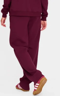 Burgundy Seam Detail Wide Leg Sweatpants