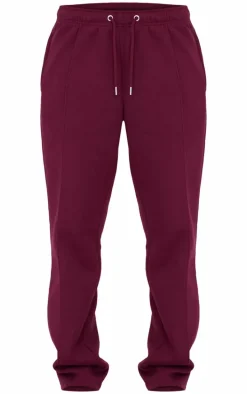 Burgundy Seam Detail Wide Leg Sweatpants
