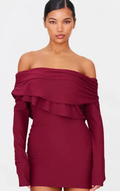 Burgundy Soft Touch Long Sleeve Mini Dress