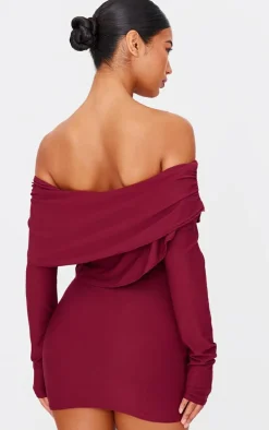 Burgundy Soft Touch Long Sleeve Mini Dress
