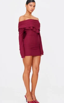 Burgundy Soft Touch Long Sleeve Mini Dress