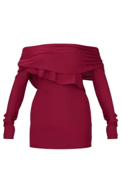 Burgundy Soft Touch Long Sleeve Mini Dress