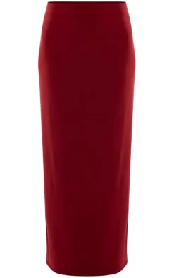 Burgundy Soft Touch Low Rise Drapy Maxi Skirt