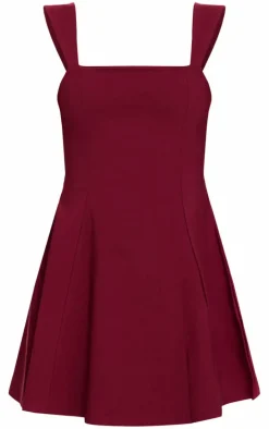 Burgundy Stretch Woven Shift Dress