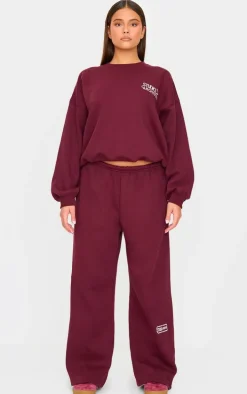 Burgundy Studio Archives Embroidered Thin Waistband Drop Crotch Sweatpants