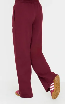 Burgundy Studio Archives Embroidered Wide Leg Sweatpants
