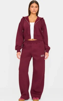 Burgundy Studio Archives Embroidered Zip Up Jacket
