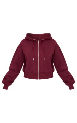 Burgundy Studio Archives Embroidered Zip Up Jacket
