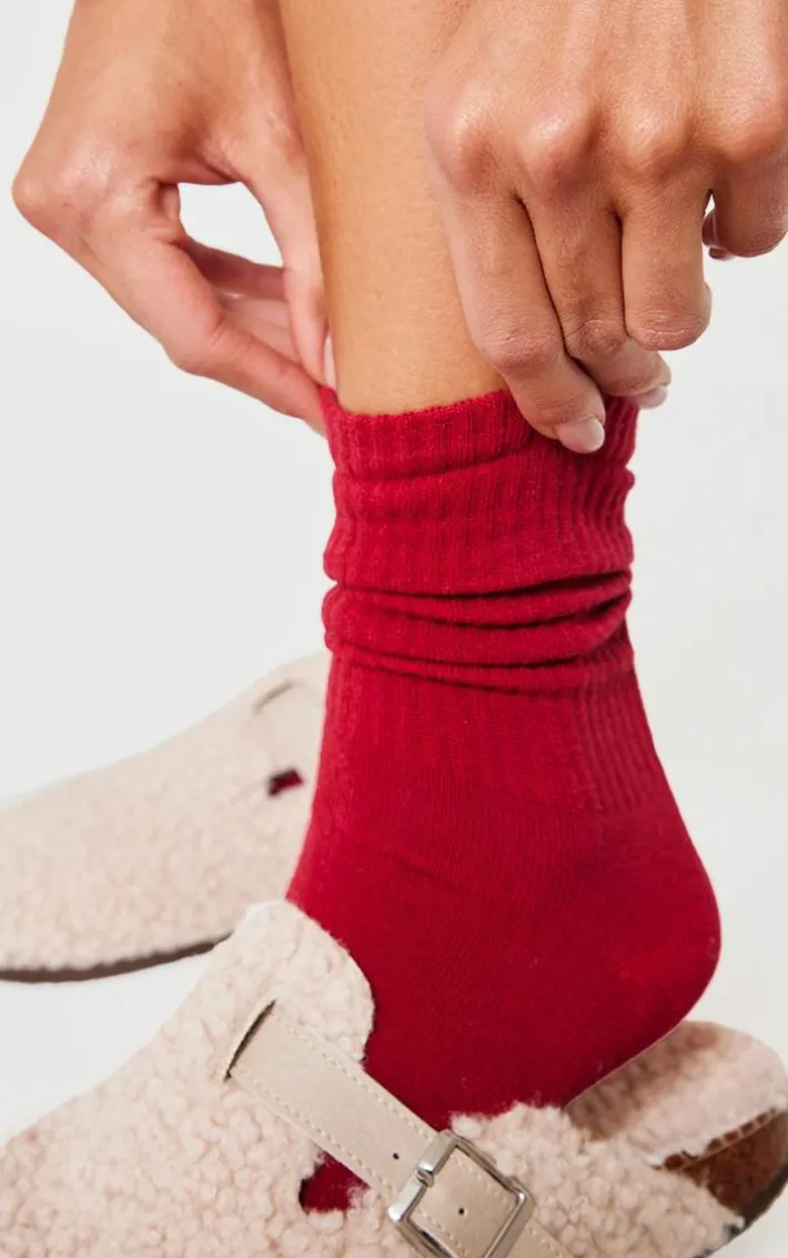 Burgundy Tonal 3 Pack Socks