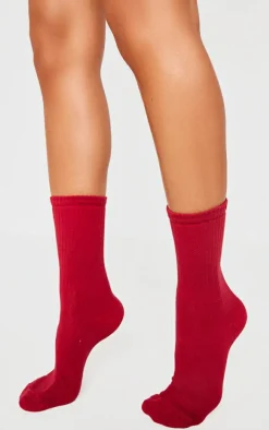 Burgundy Tonal 3 Pack Socks