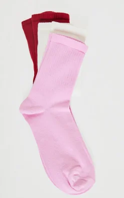 Burgundy Tonal 3 Pack Socks