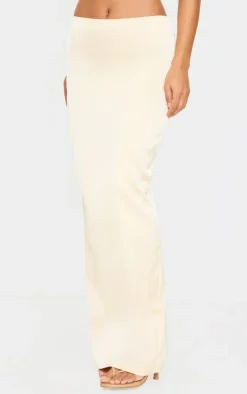 Butter Cream Satin Mid Rise Maxi Skirt