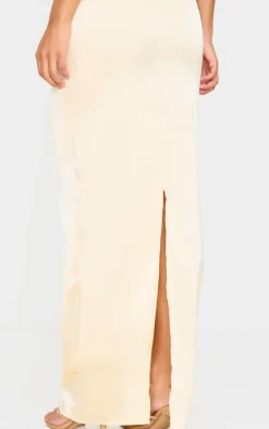 Butter Cream Satin Mid Rise Maxi Skirt
