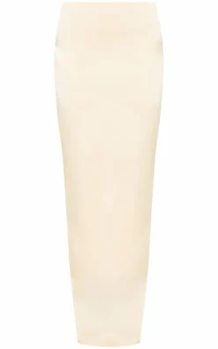 Butter Cream Satin Mid Rise Maxi Skirt