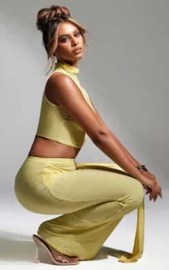 Butter Cream Slinky Funnel Neck Crop Top