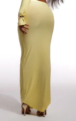Butter Cream Slinky Low Rise Maxi Skirt