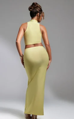 Butter Cream Slinky Tie Detail Maxi Skirt