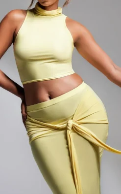 Butter Cream Slinky Tie Detail Maxi Skirt