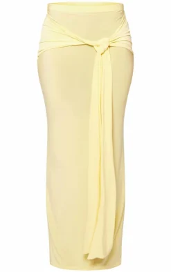 Butter Cream Slinky Tie Detail Maxi Skirt
