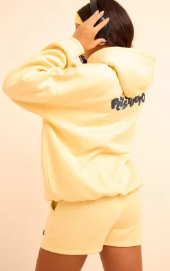 Butter Yellow PLT Studio Archive Puff Print Oversized Hoodie