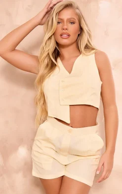 Buttercream Linen Look Tailored Shorts