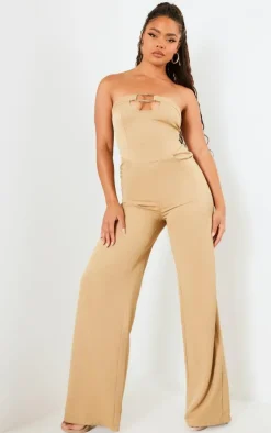 Camel Buckle Detail Tailored Woven Jumpsuit