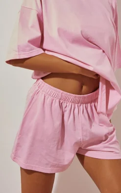 Candy Pink Cotton Oversized Boxy Shorts