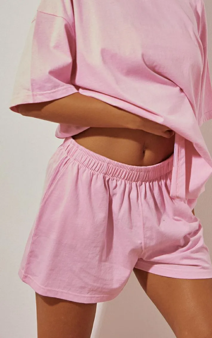 Candy Pink Cotton Oversized Boxy Shorts