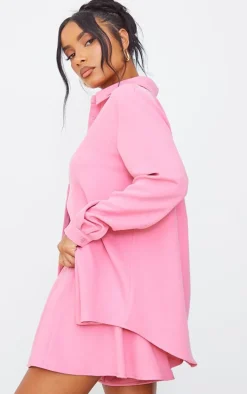 Candy Pink Long Sleeve Oversized Shirt