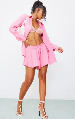 Candy Pink Long Sleeve Oversized Shirt
